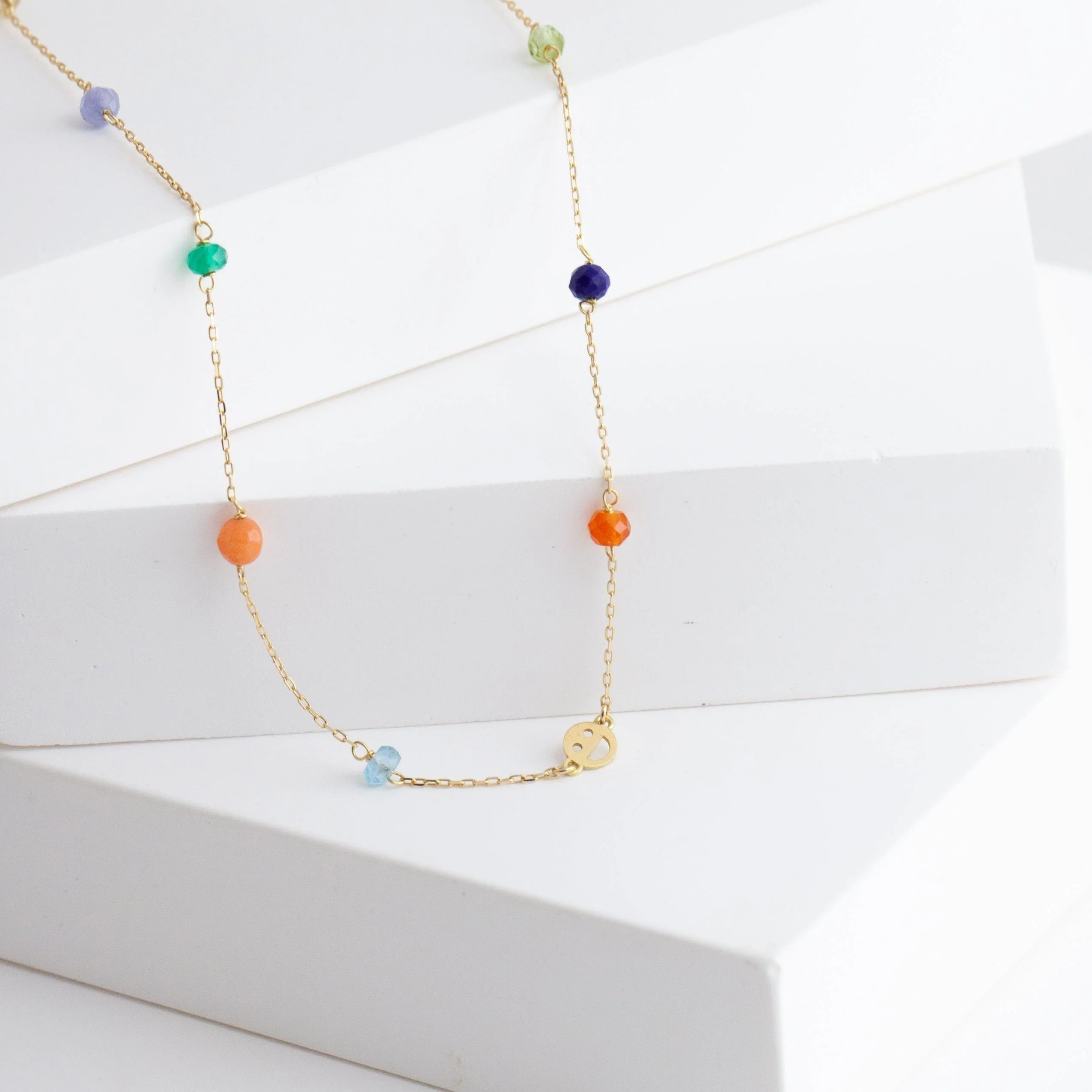 Multicolor stone smiley necklace - Mitchell's Manufacturing Jewel