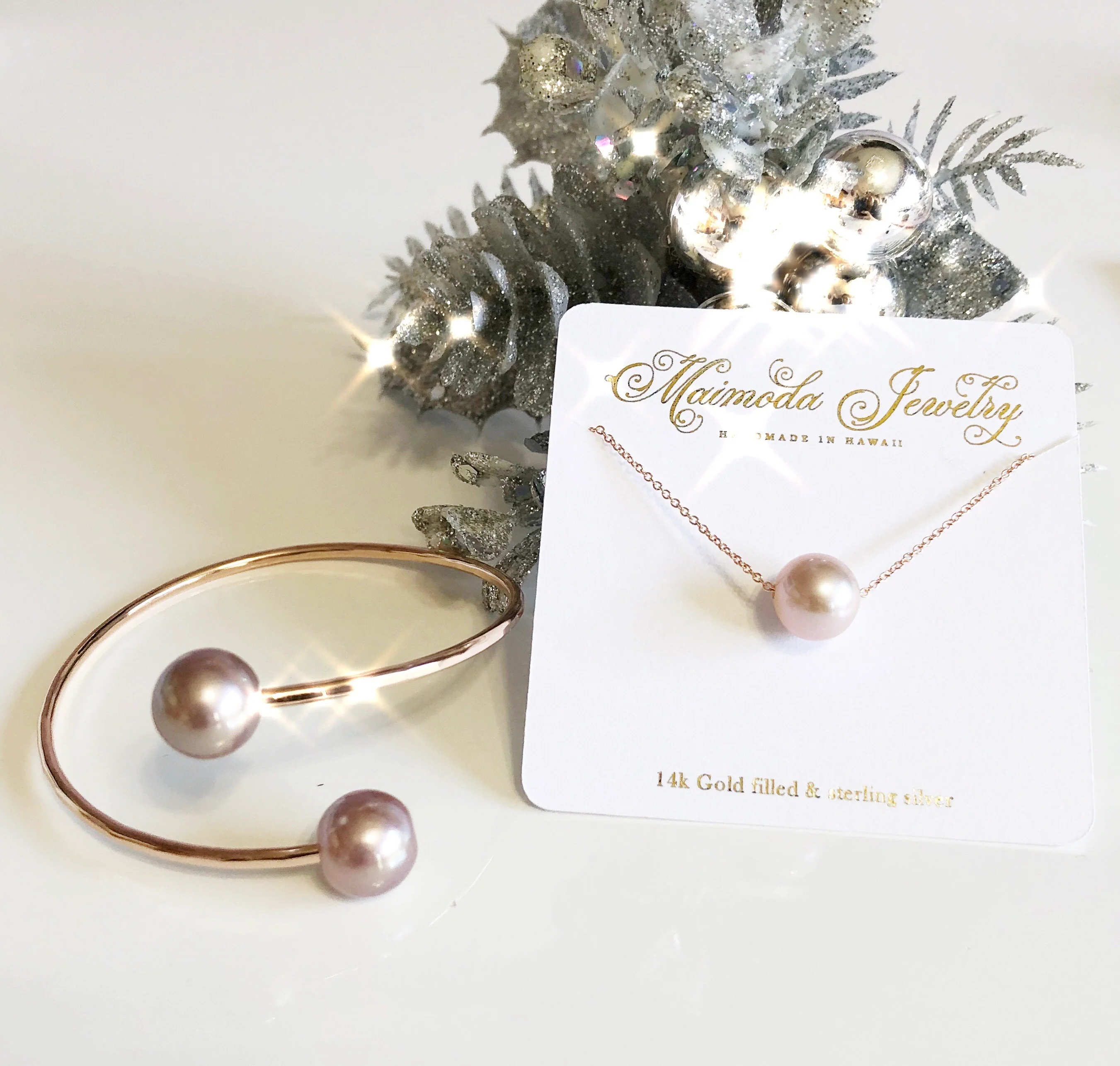 Cuff Leia - pink Edison pearls (B353) - Mitchell's Manufacturing Jewel
