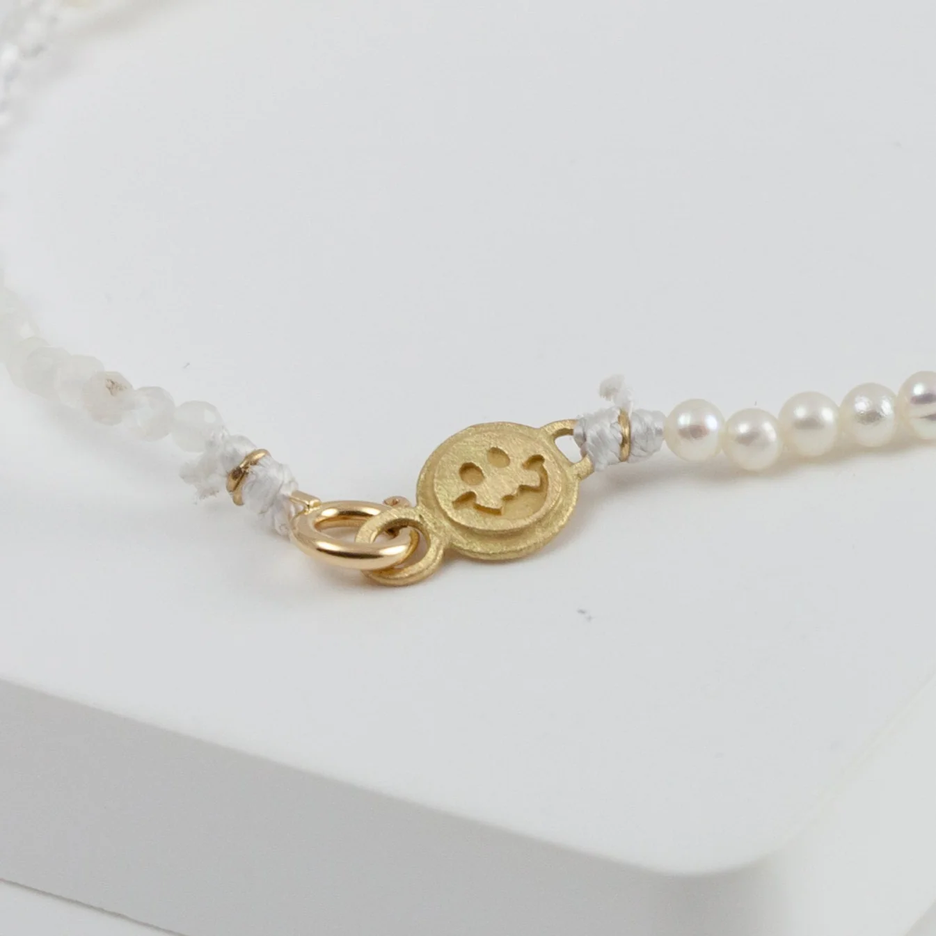 Lip smiley charm white gemstones beads bracelet - Mitchell's Manufacturing Jewel