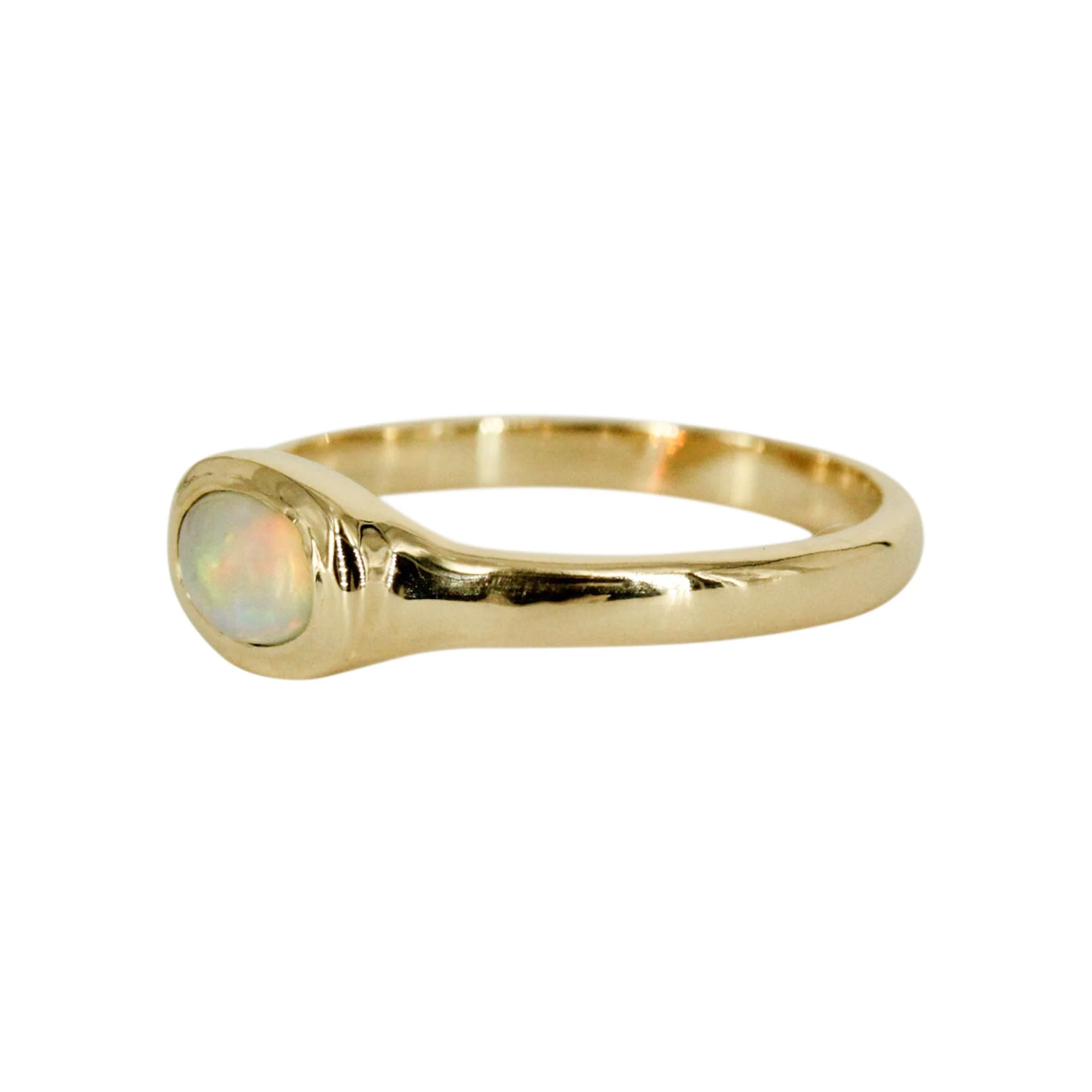 The Reverie Oval: A 14k Gold Hand-Carved Opal Ring - Mitchell's Manufacturing Jewel
