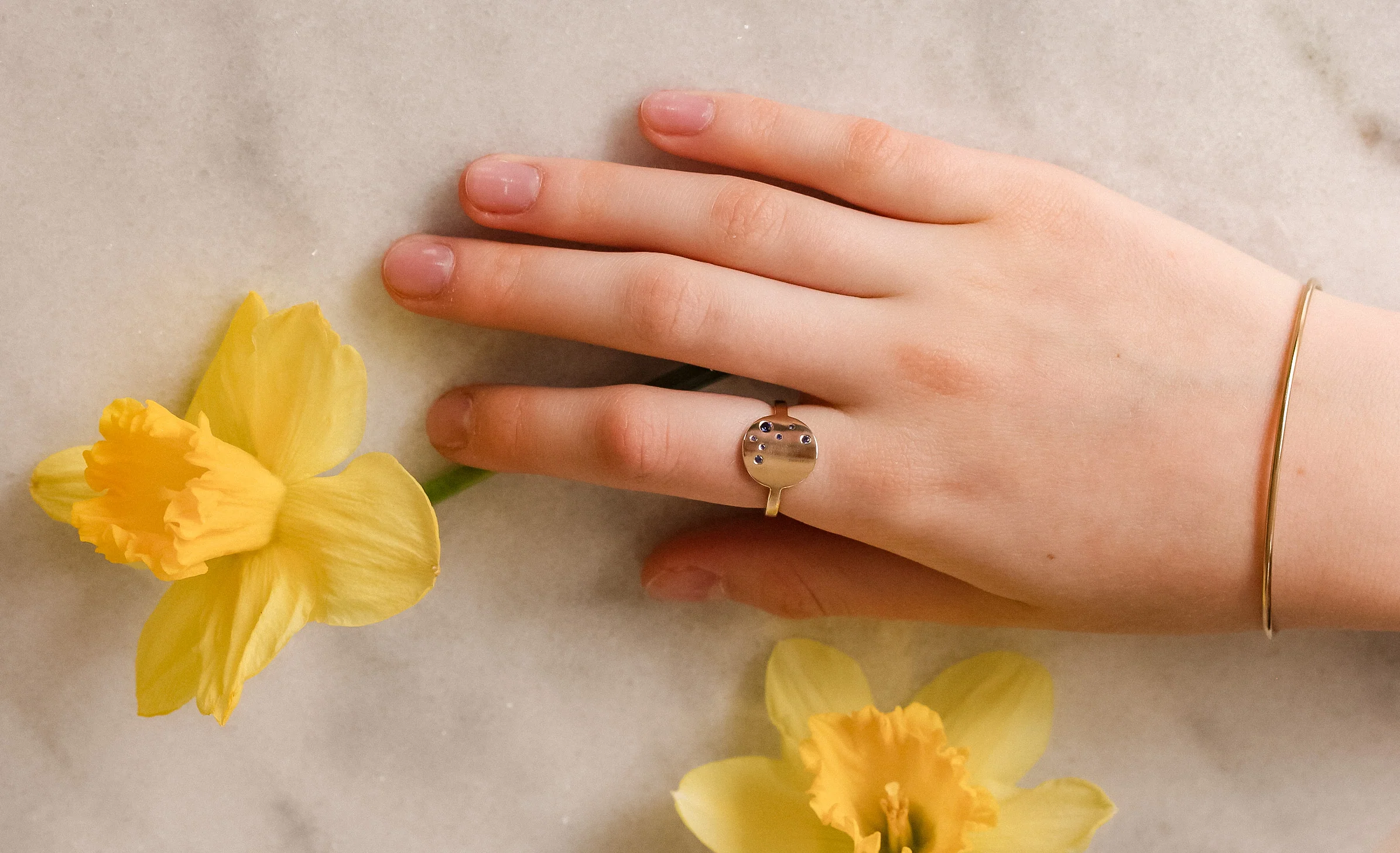 Sapphire Mosaic 14k Gold Ring - Mitchell's Manufacturing Jewel