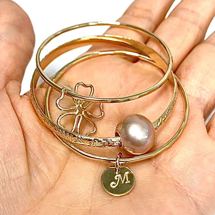 Princess baby bangle set - pink pearl (B481) - Mitchell's Manufacturing Jewel