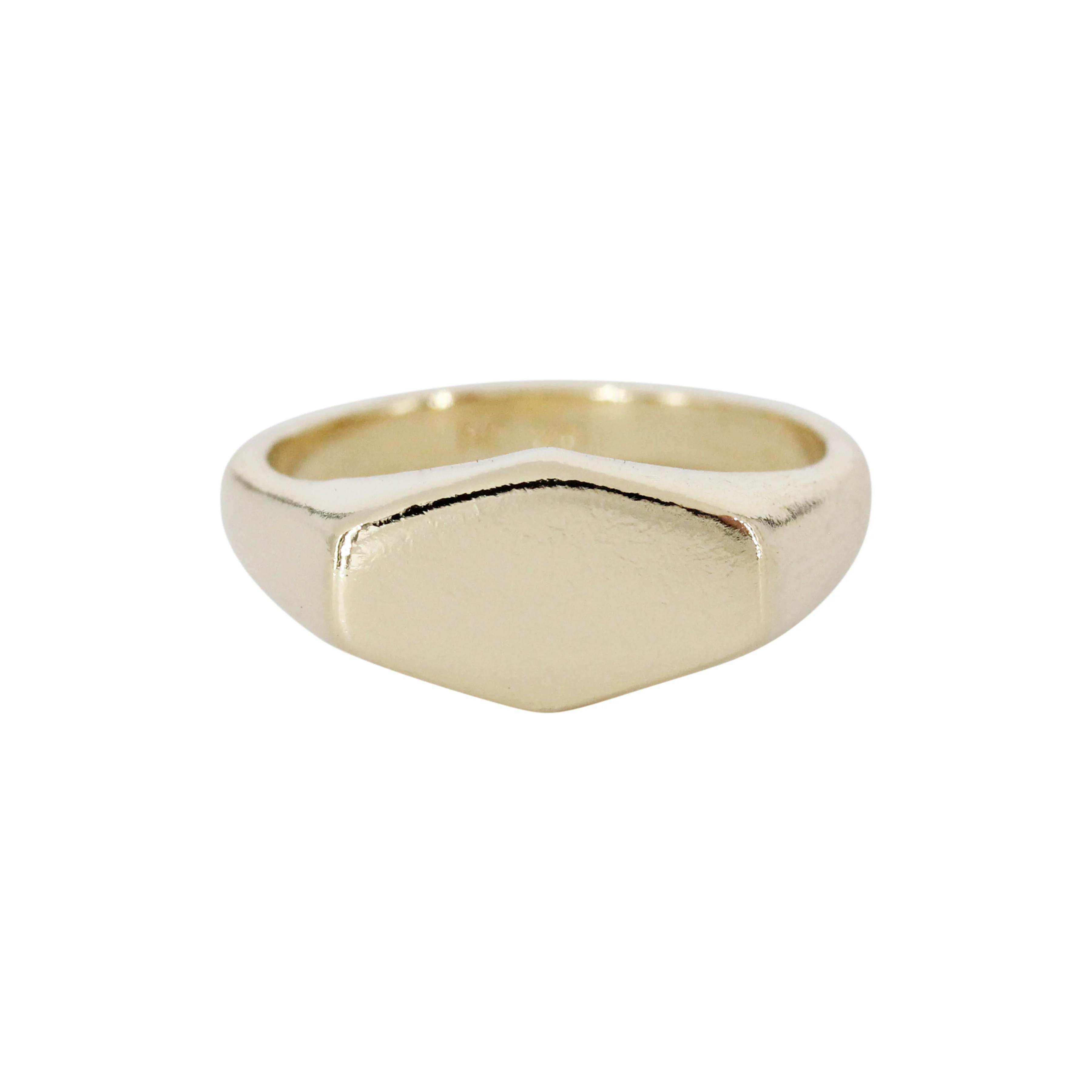 The Hex Petal: A Geometric 14k Gold Signet Ring - Mitchell's Manufacturing Jewel