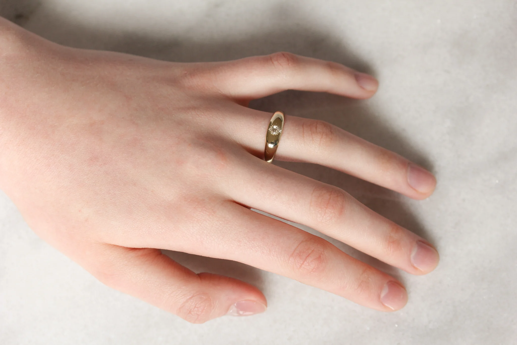Sunflower Signet Rose Cut Diamond 14k Gold Ring - Mitchell's Manufacturing Jewel
