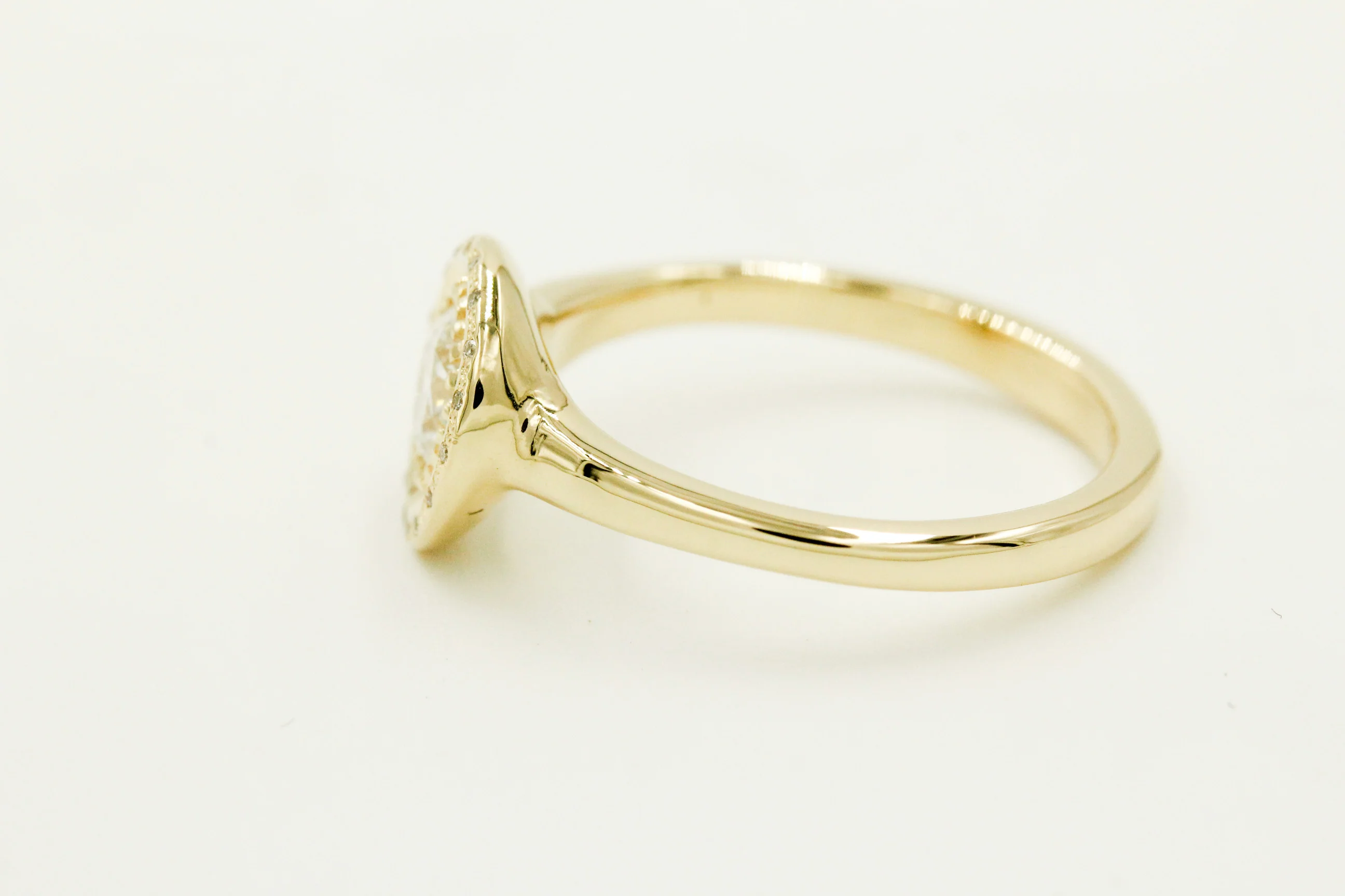 The Violet Ring: A 14k Gold Hand-Carved Diamond Engagement Ring - Mitchell's Manufacturing Jewel