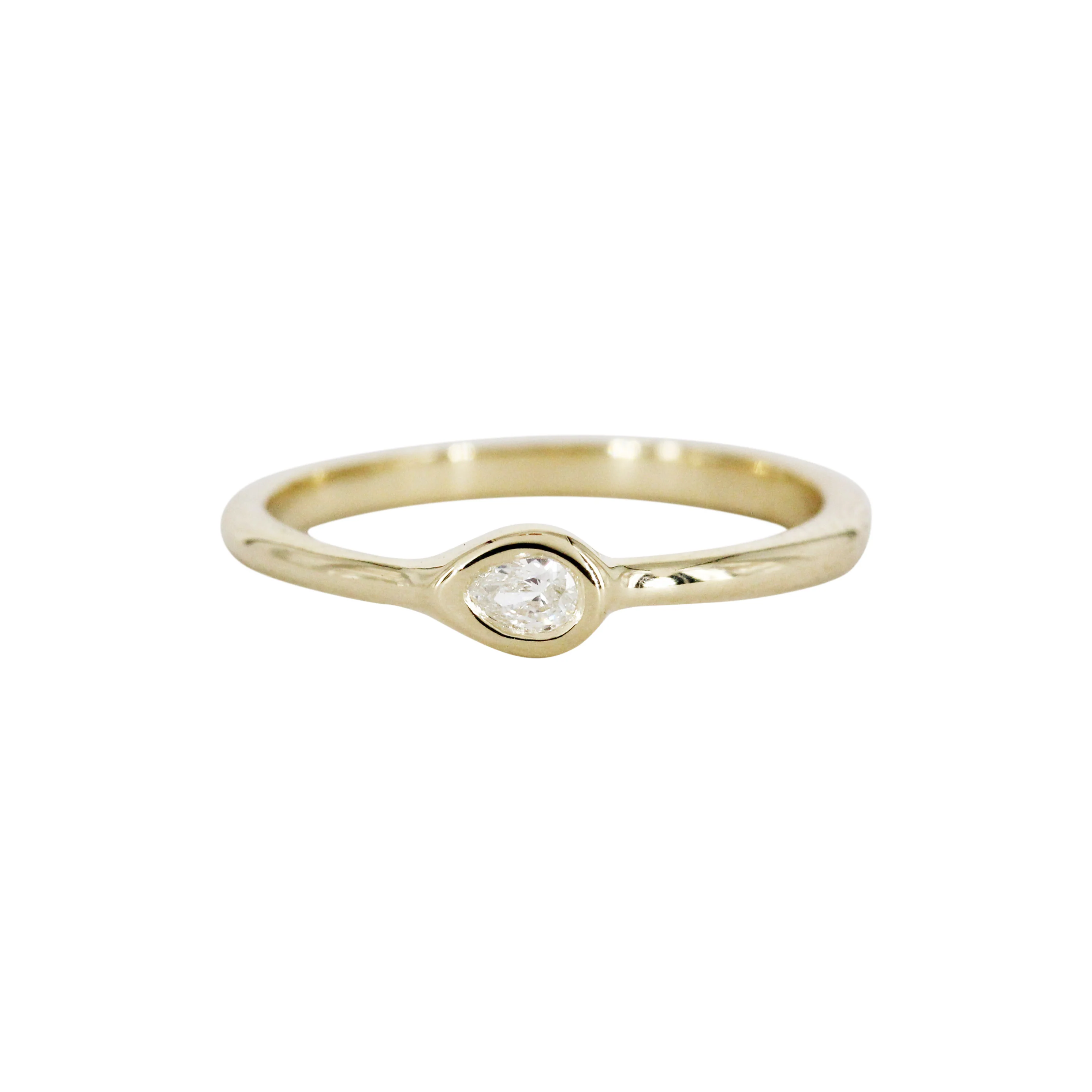 The Lyric Pear: A 14k Gold Hand-Carved Diamond Ring - Mitchell's Manufacturing Jewel