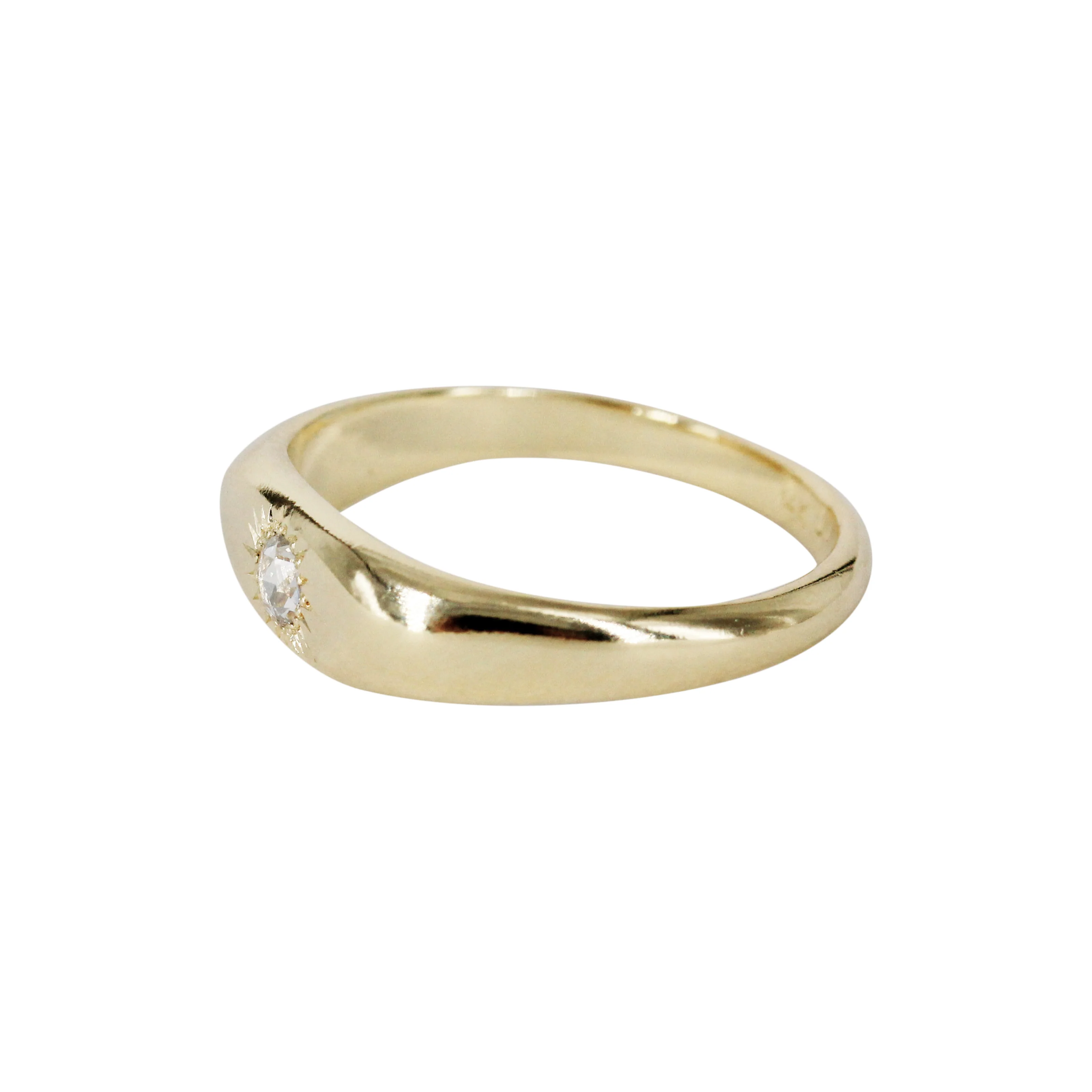 Sunflower Signet Rose Cut Diamond 14k Gold Ring - Mitchell's Manufacturing Jewel