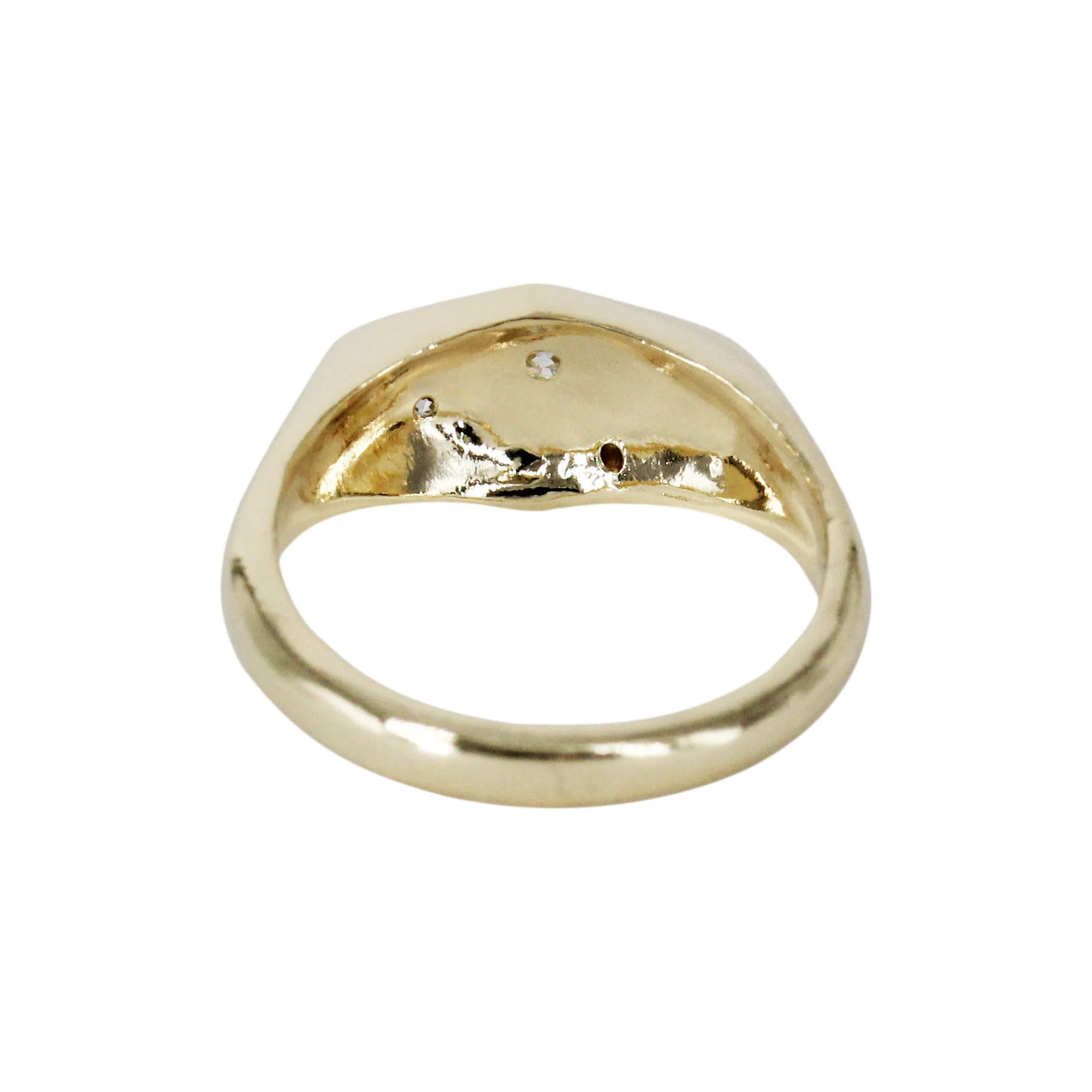 Hex Signet 14k Gold Ring with Diamonds - Mitchell's Manufacturing Jewel