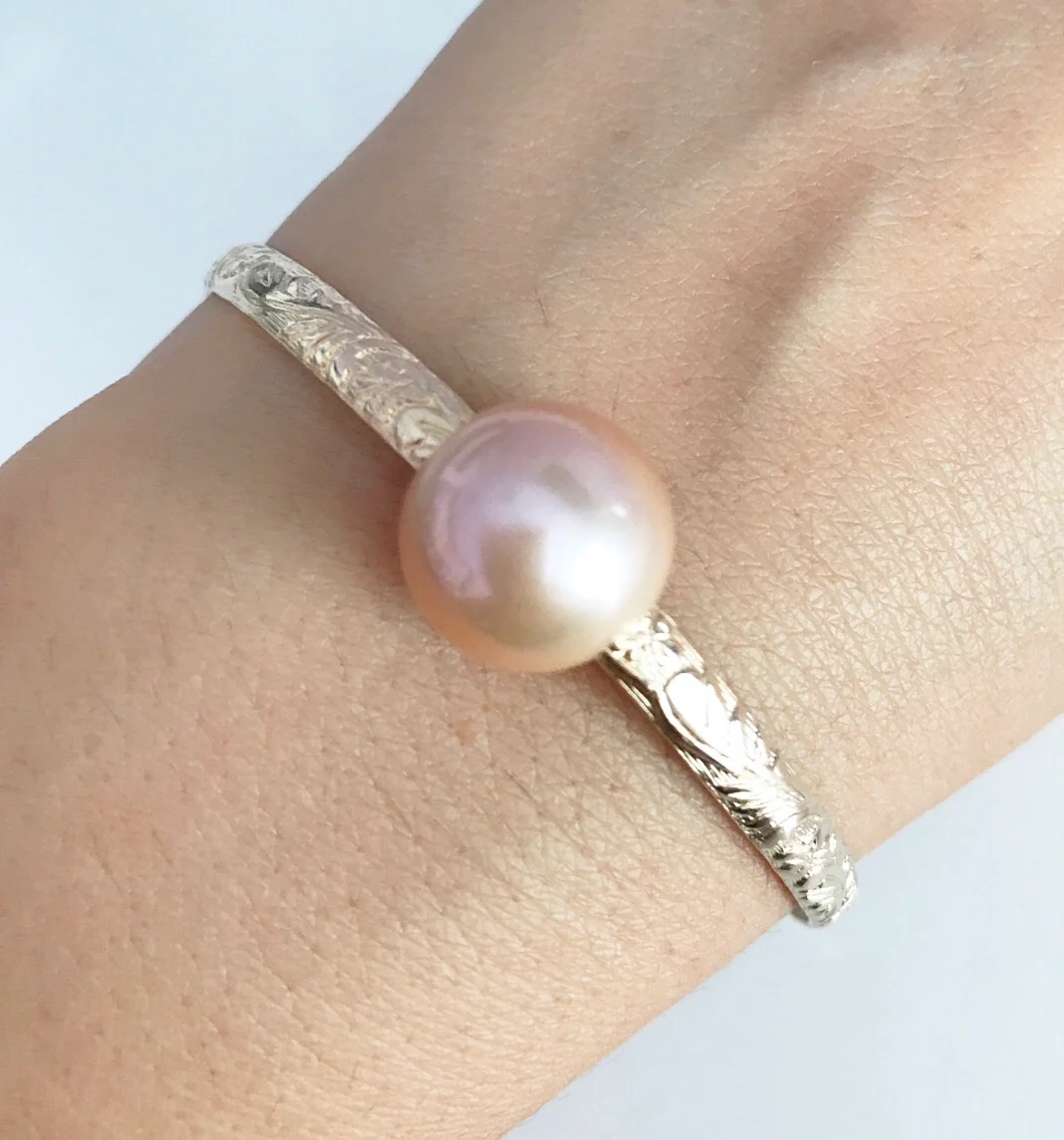 Bangle ALII - lavender Edison pearl (B343) - Mitchell's Manufacturing Jewel