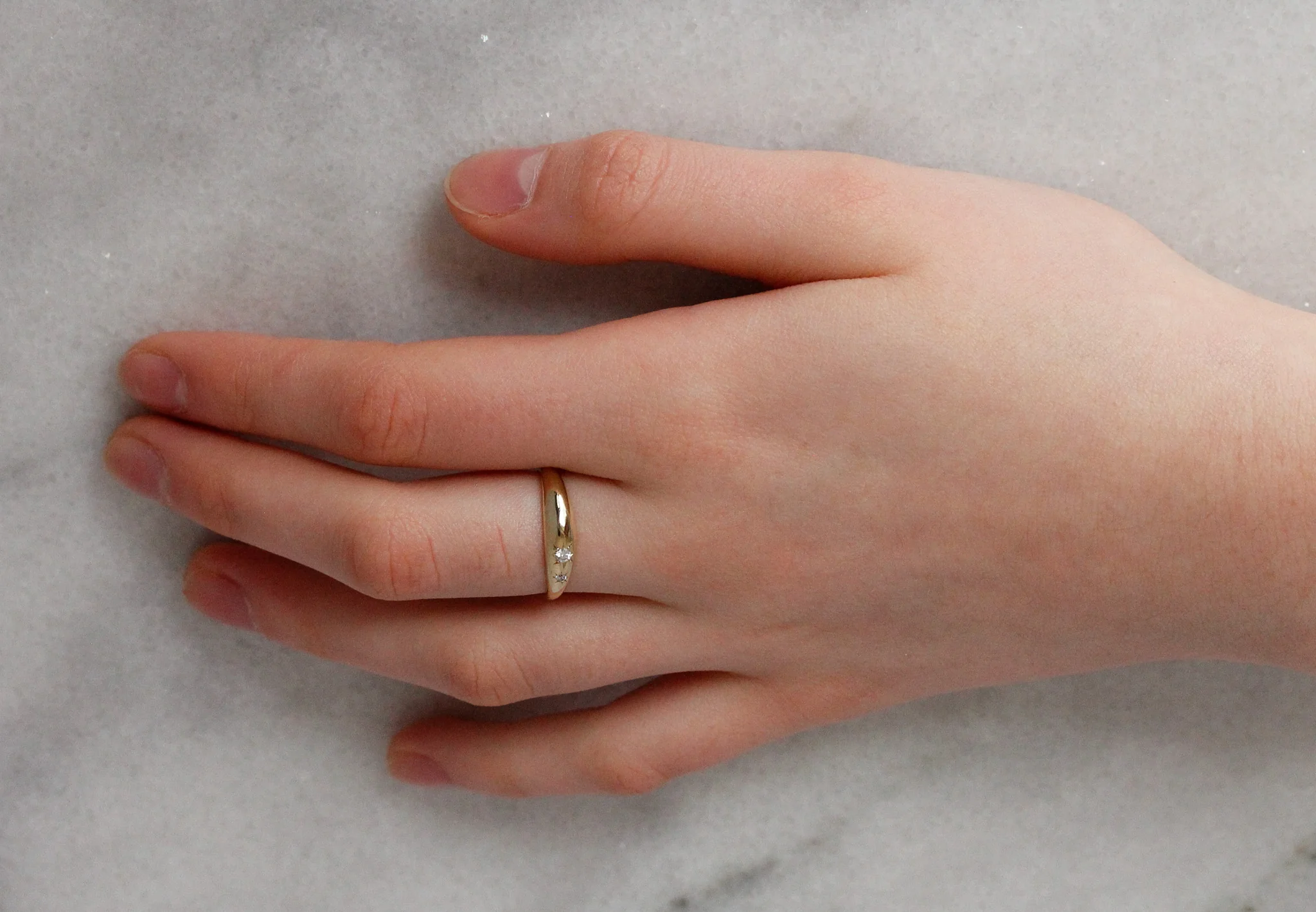 The North Star: A 14k Gold & Twin Diamond Domed Ring - Mitchell's Manufacturing Jewel