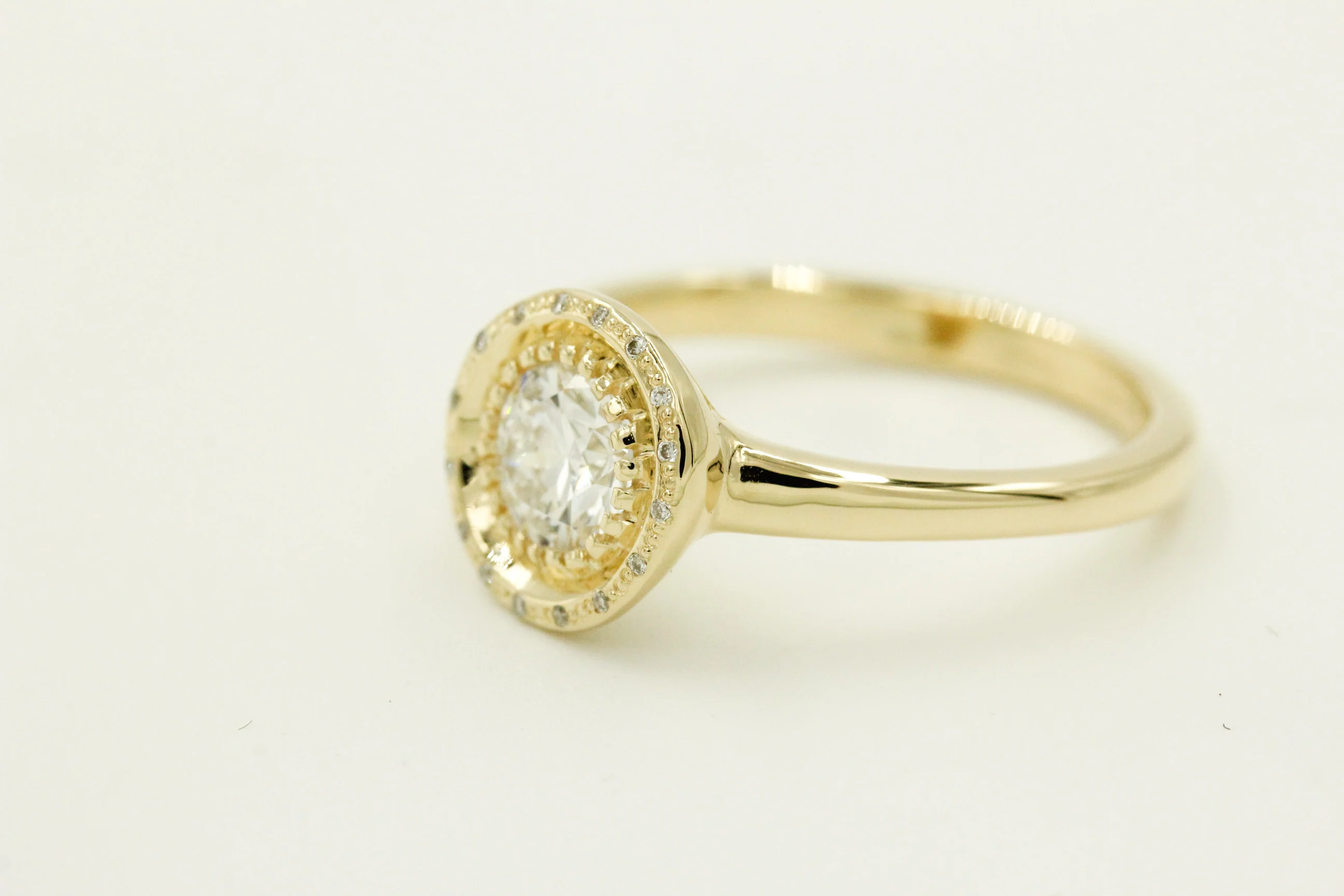 The Violet Ring: A 14k Gold Hand-Carved Diamond Engagement Ring - Mitchell's Manufacturing Jewel