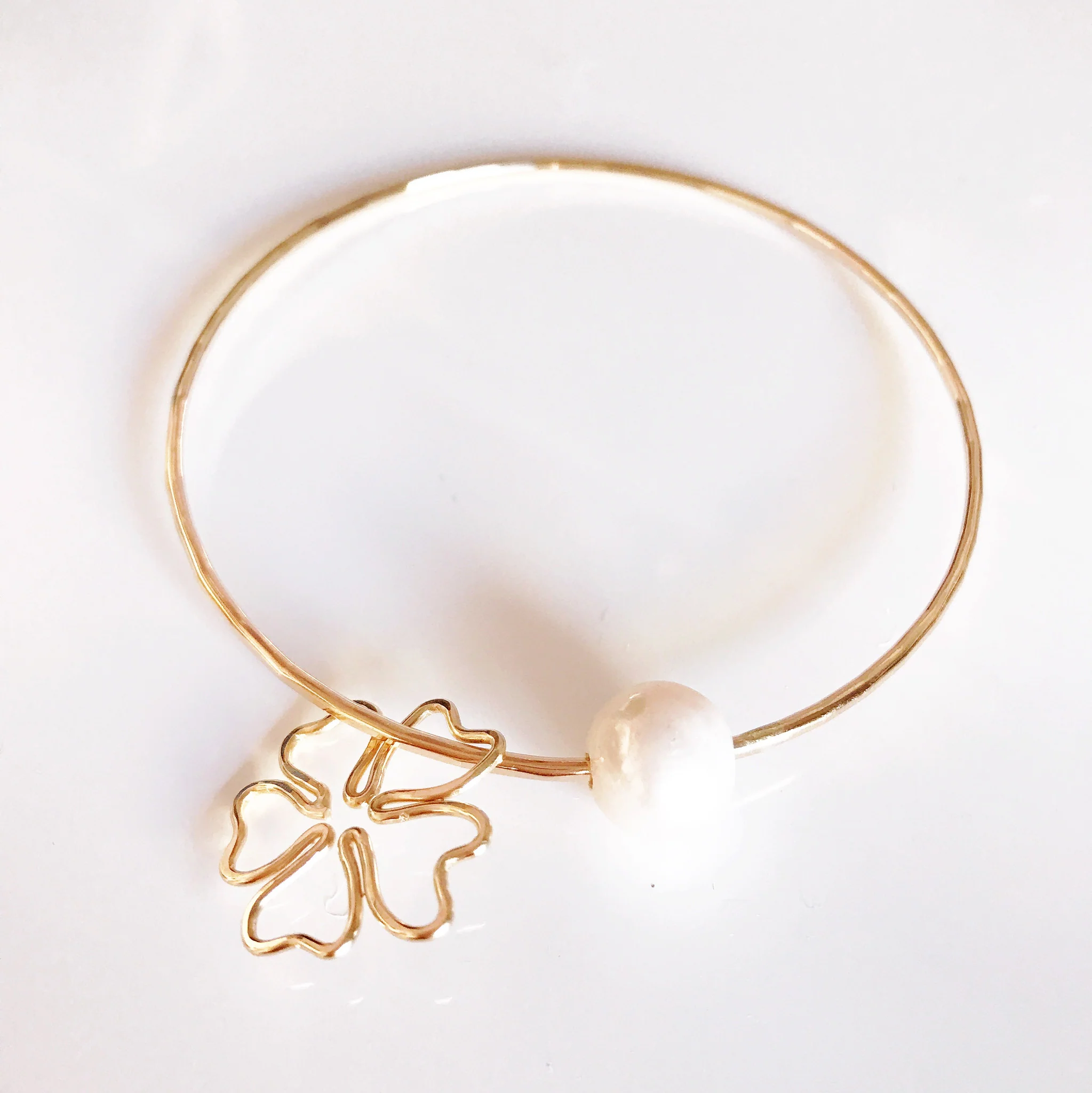 Cherry blossom bangle- white pearl (B300) - Mitchell's Manufacturing Jewel
