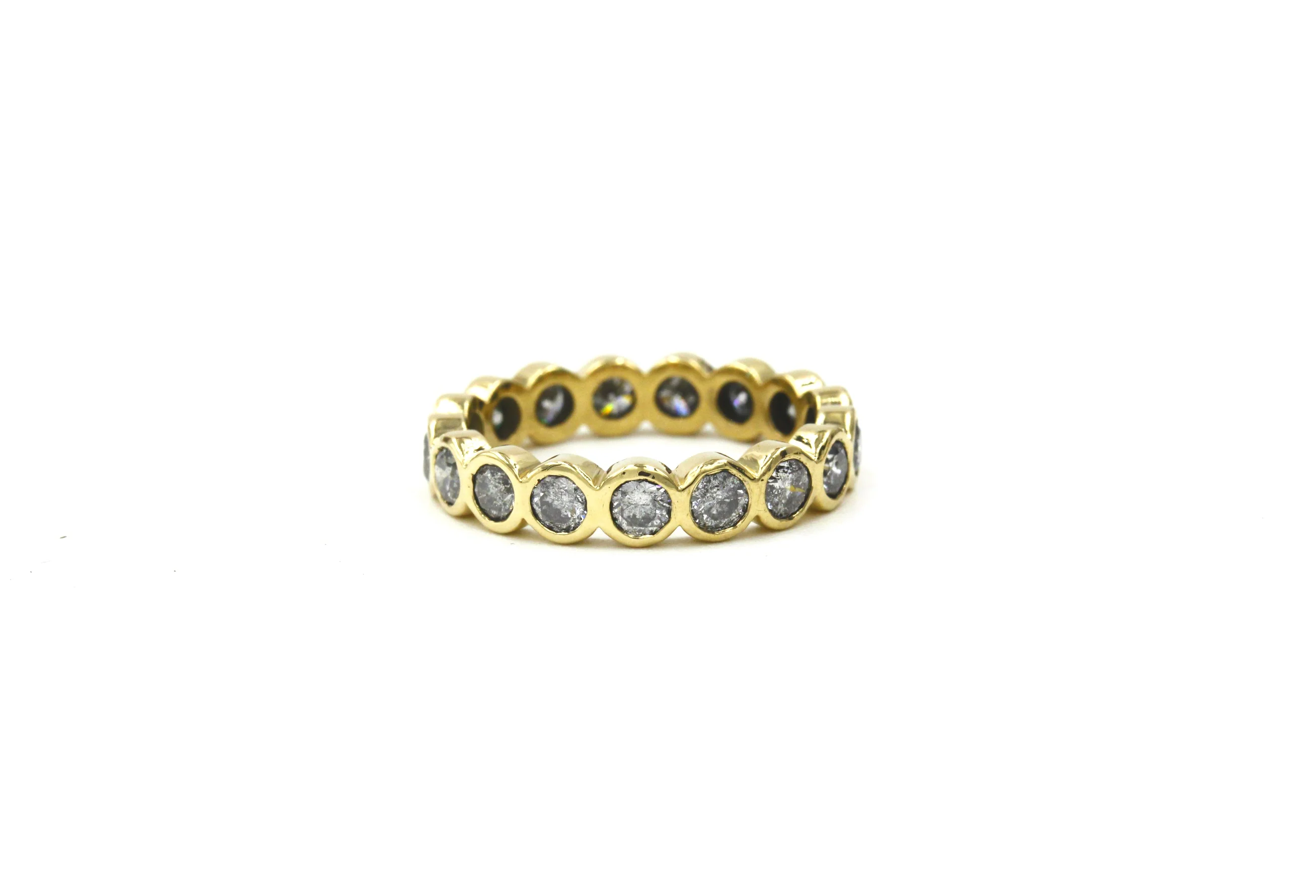 The Wallace: 14k Gold Hammered Salt and Pepper Diamond Eternity Band - Mitchell's Manufacturing Jewel