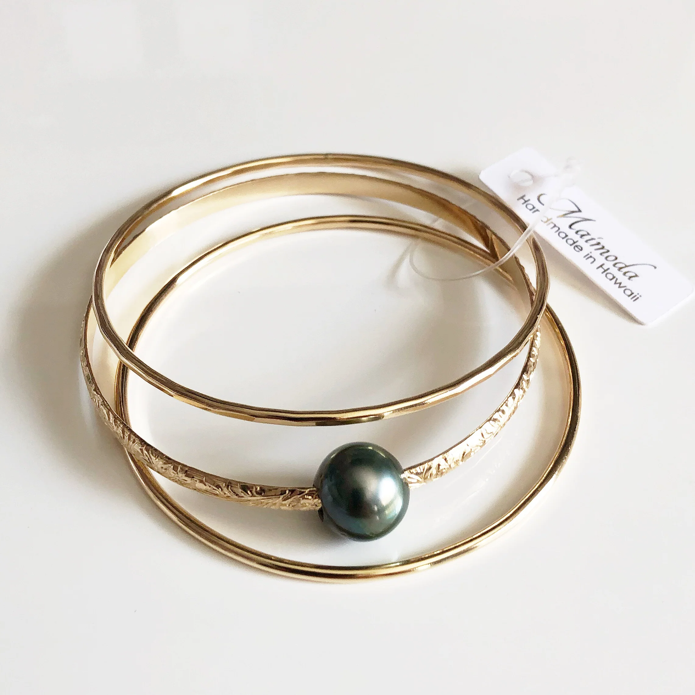 MOANI bangles set - tahitian pearl (B431) - Mitchell's Manufacturing Jewel