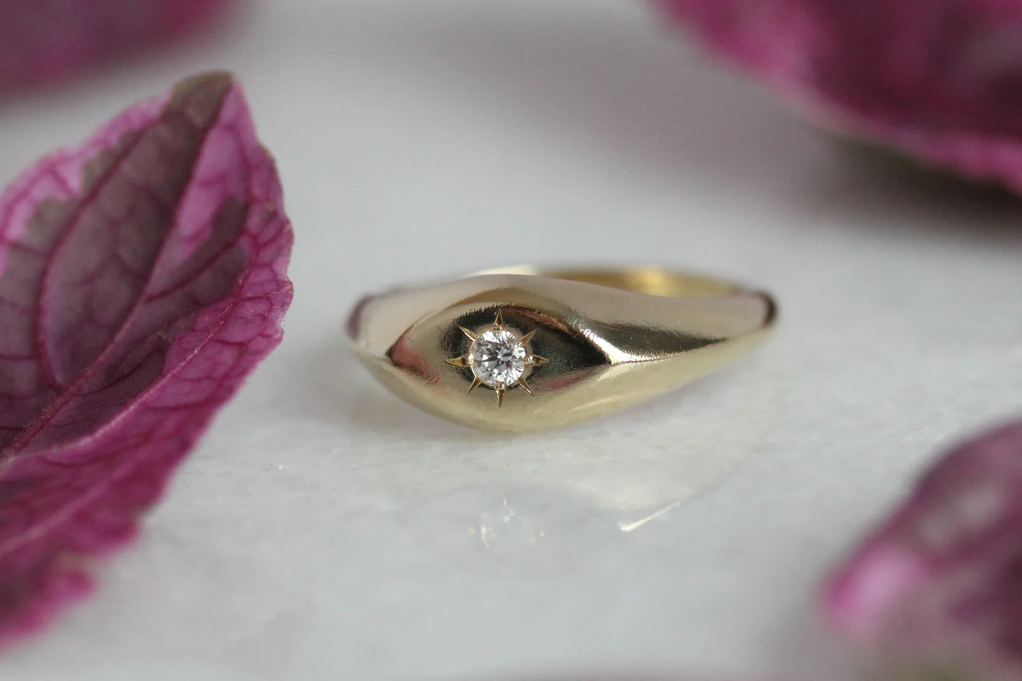 The Muse Eye: A 14k Gold Hand-Carved Diamond Ring - Mitchell's Manufacturing Jewel