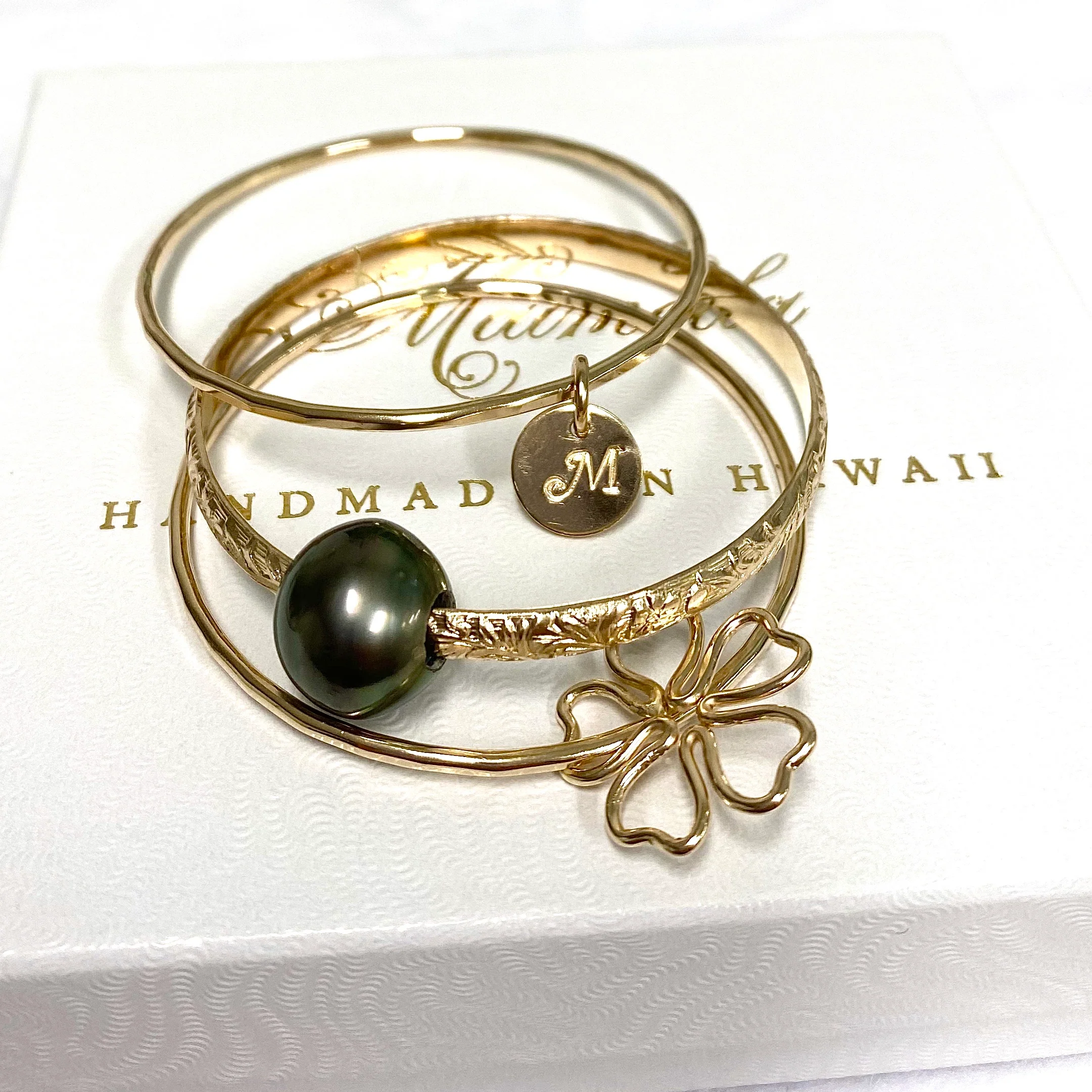 PRINCESS bangles set - Tahitian pearl (B490) - Mitchell's Manufacturing Jewel
